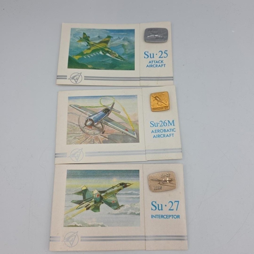 Vintage Russian USSR Lapel Pin: Su-25,26,27 Attack Aircraft,Interceptor,Aerobati